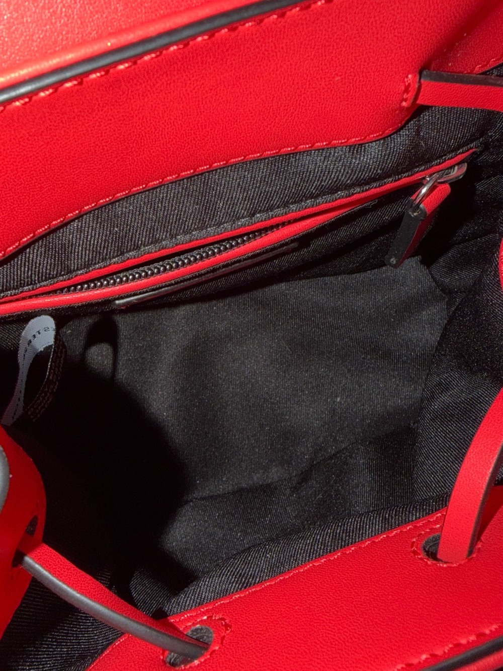 French Connection Cherry Red Faux Leather Tassel Mini Backpack - Picture 11 of 13